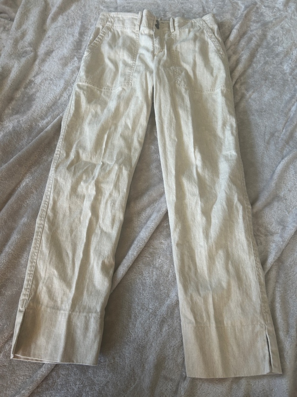 Peruvian connection linen blend ankle pants in cream